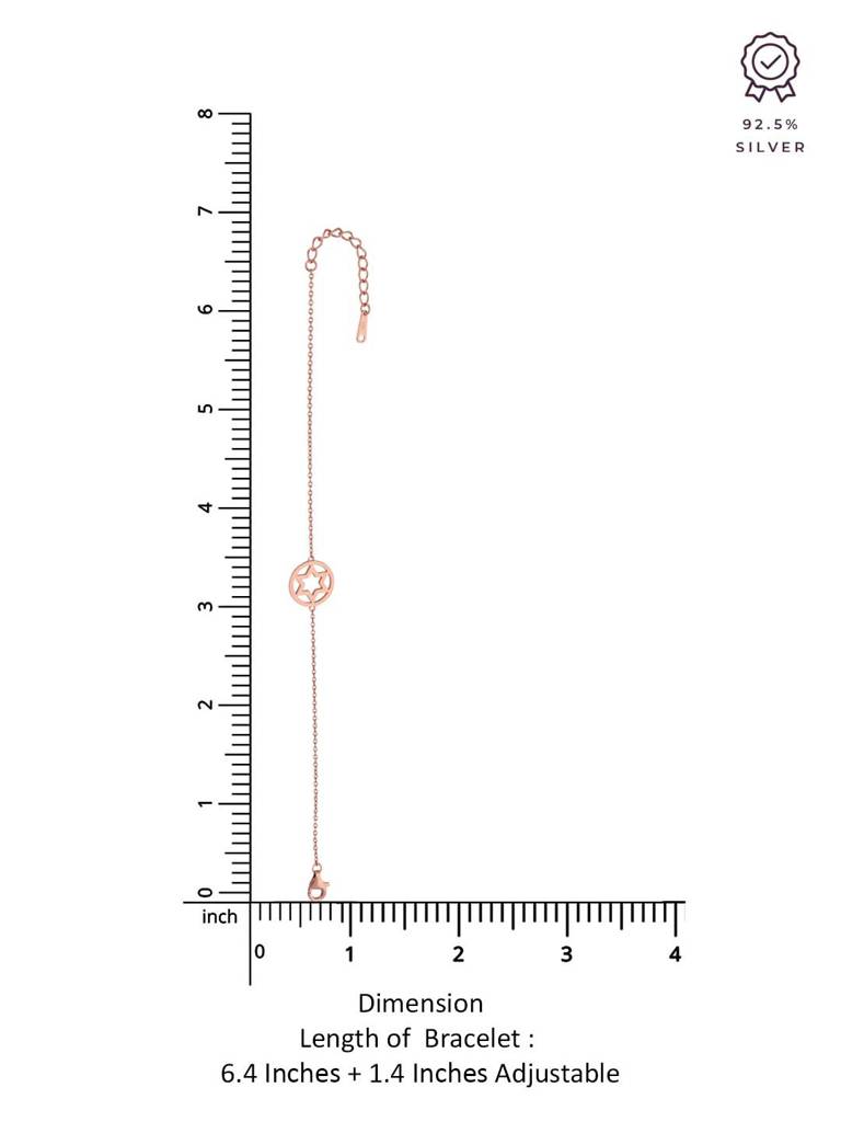 Sterling Silver Rose Gold Minimal Star Casual Bracelet : BRLO131-RG-NA