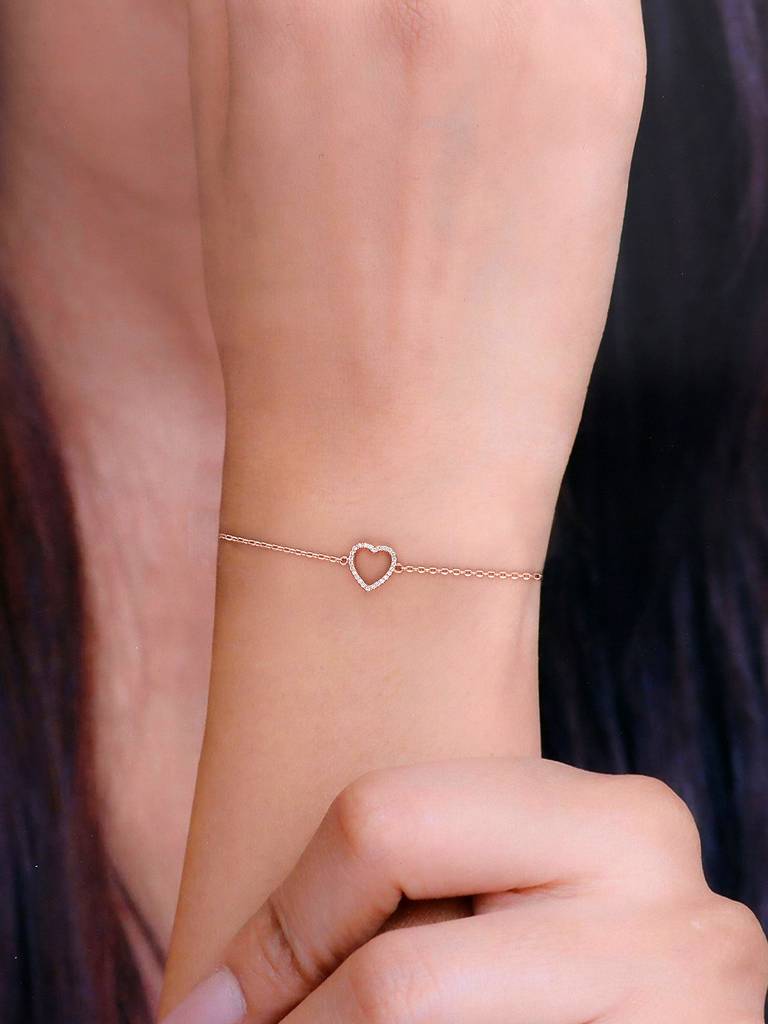 Sterling Silver Rose Gold The Pure Love Chain Bracelet : BRLO149-RG-NA