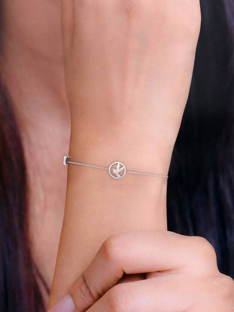Sterling Silver The Bird Within Bracelet : BRLO152-S-NA