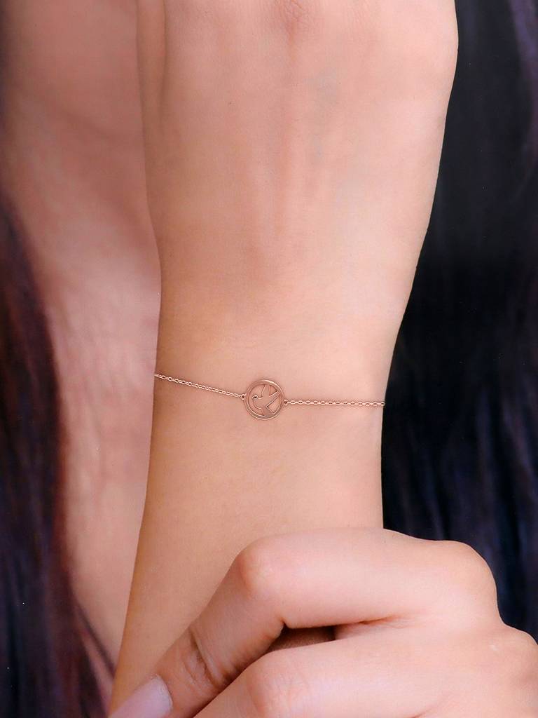 Sterling Silver Rose Gold The Bird Within Bracelet : BRLO153-RG-NA