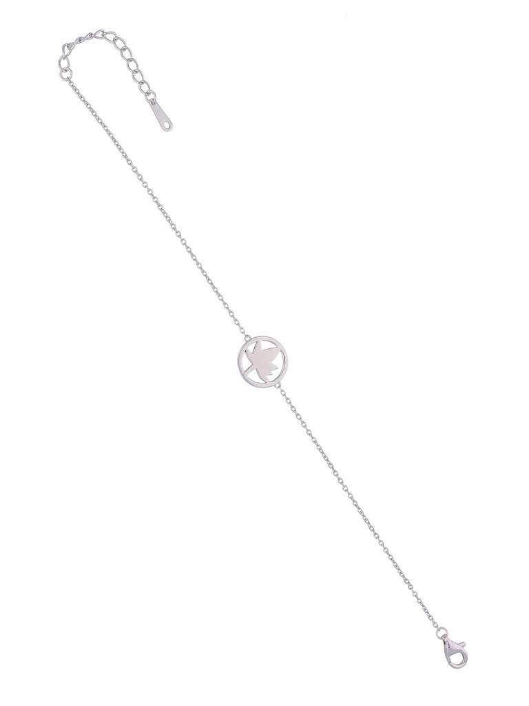 Sterling Silver Simple Leaf Bezel Bracelet : BRLO156-S-NA
