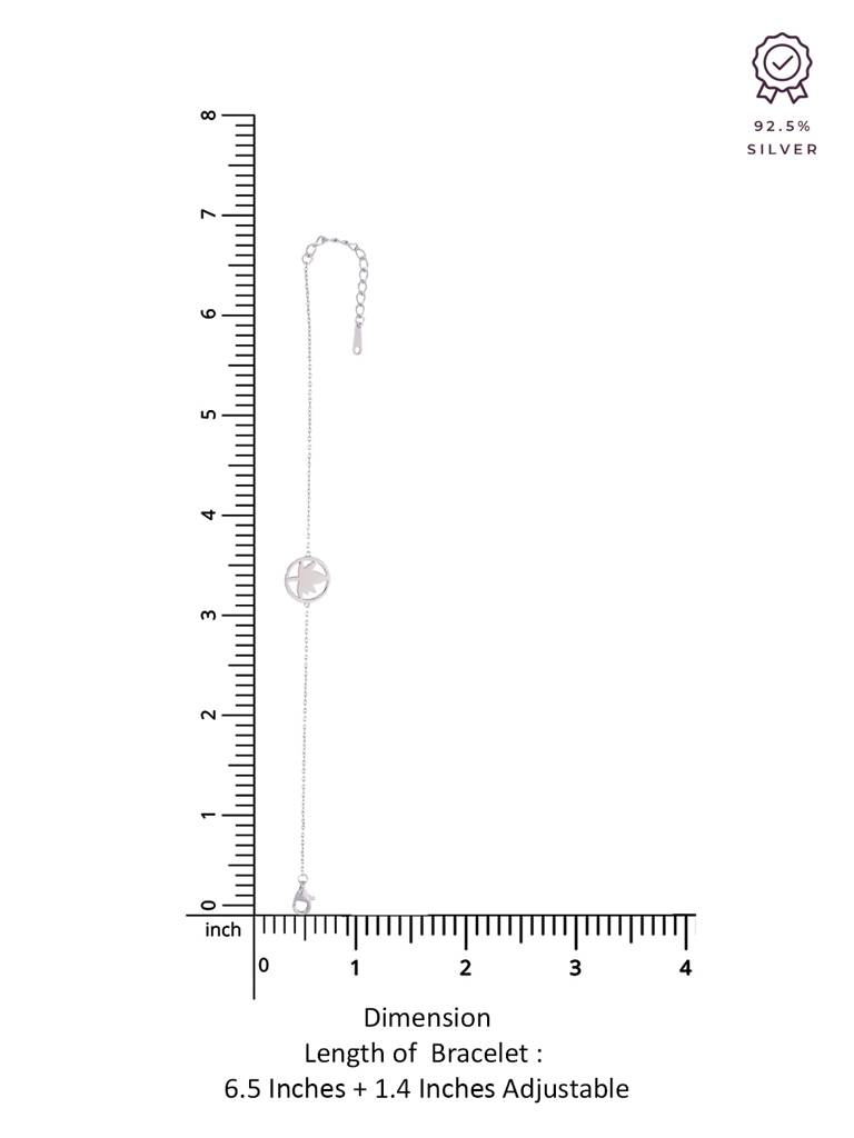 Sterling Silver Simple Leaf Bezel Bracelet : BRLO156-S-NA