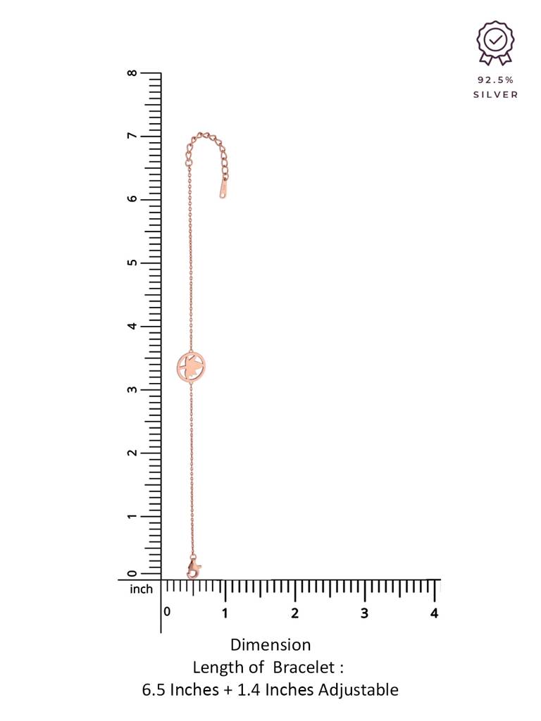 Sterling Silver Rose Gold Simple Leaf Bezel Bracelet : BRLO157-RG-NA