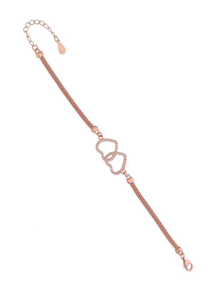 Sterling Silver Rose Gold A Duet Of Hearts Bracelet : BRLO177-RG-NA