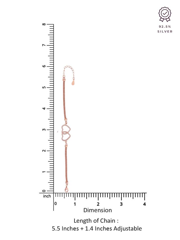Sterling Silver Rose Gold A Duet Of Hearts Bracelet : BRLO177-RG-NA