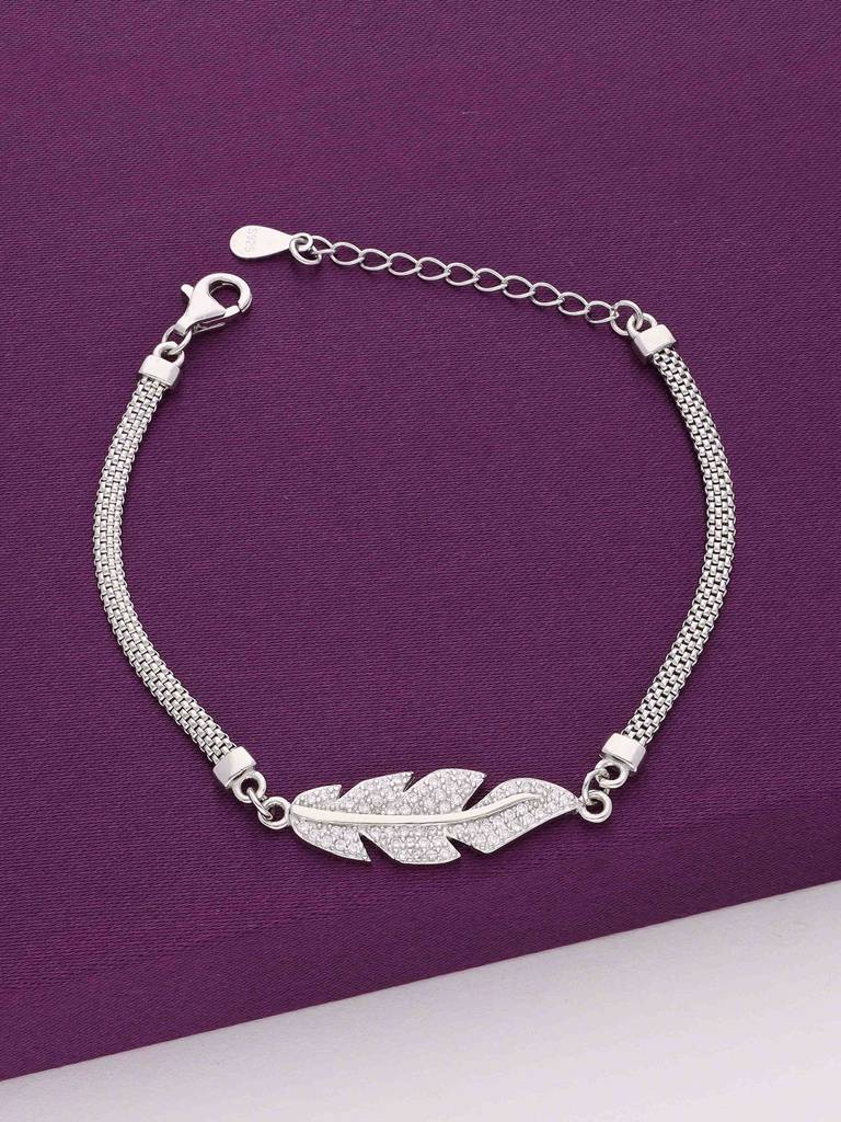 Sterling Silver Fascinating Leaf Bracelet : BRLO178-S-NA