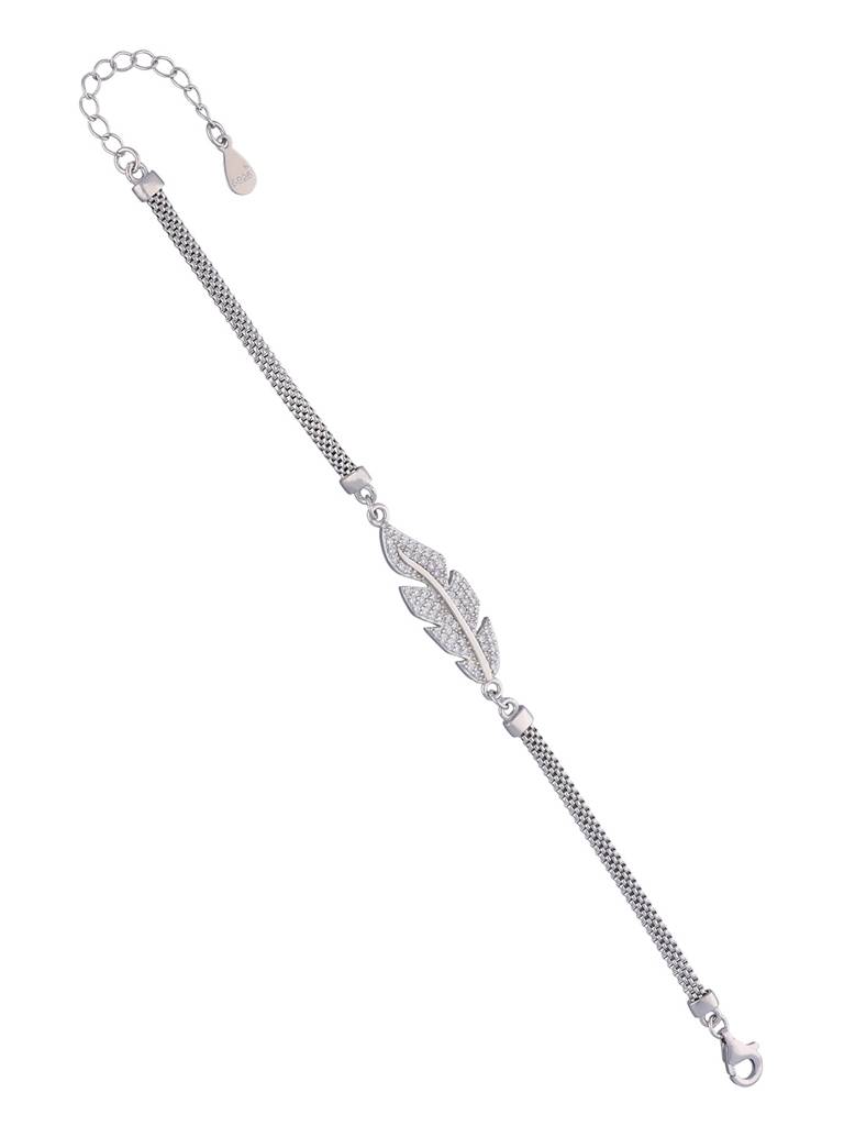 Sterling Silver Fascinating Leaf Bracelet : BRLO178-S-NA