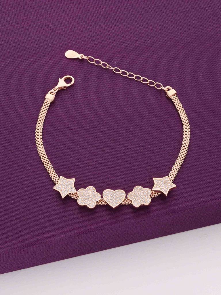 Sterling Silver Rose Gold The Shape Of You Chain Bracelet : BRLO183-RG-NA