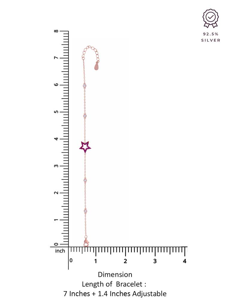 Sterling Silver Rose Gold Minimal Green Star & Beads Casual Bracelet : BRLO187-RG-NA