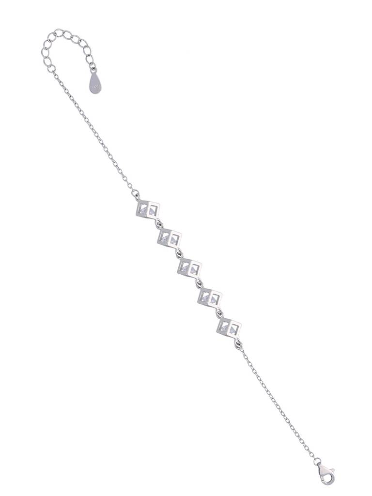 Sterling Silver Trendy Zircon Embedded Cubes Bracelet : BRLO200-S-NA
