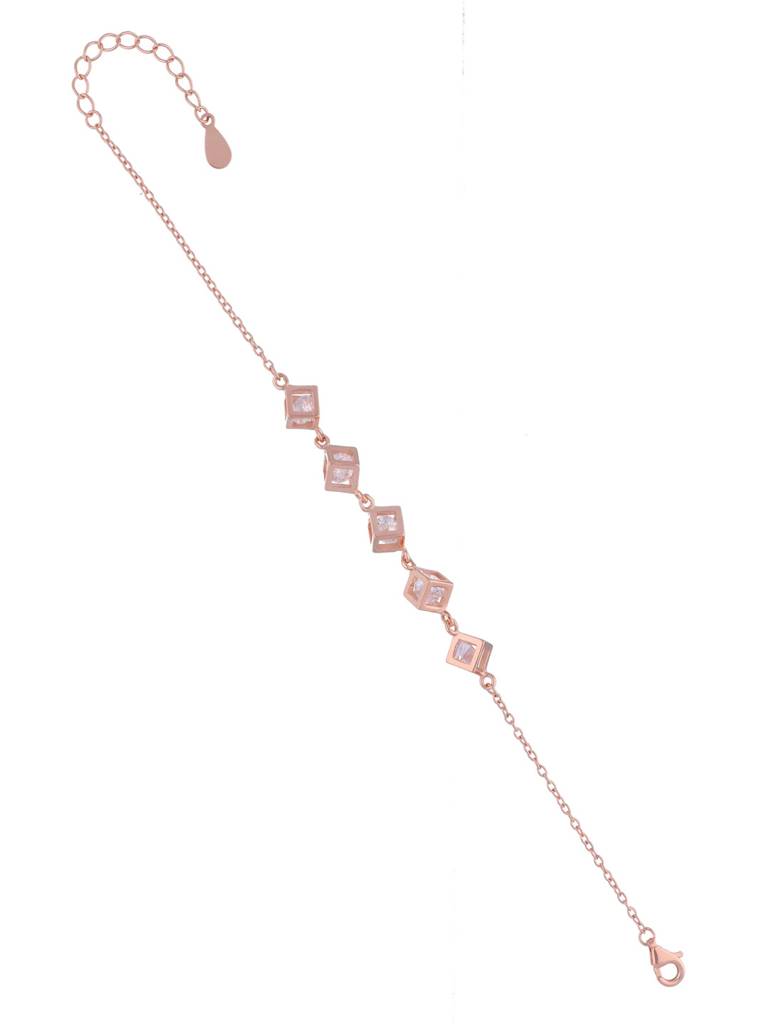 Sterling Silver Rose Gold Trendy Zircon Embedded Cubes Bracelet : BRLO201-RG-NA