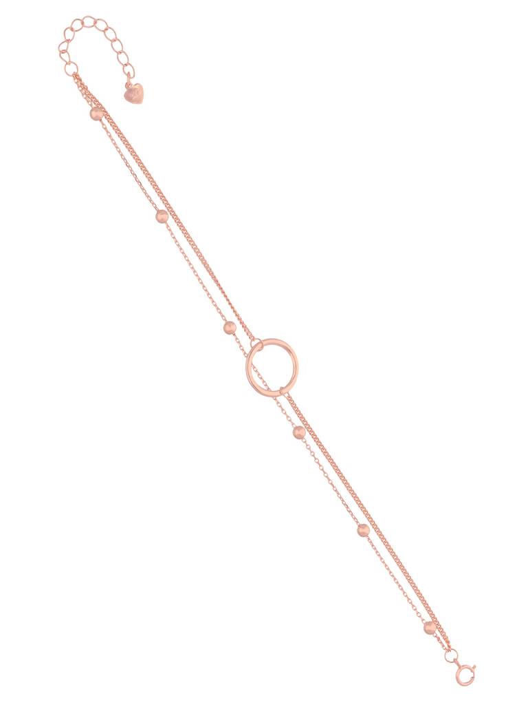 Sterling Silver Rose Gold Minimal Double Layered Beaded Casual Bracelet : BRLO212-RG-NA