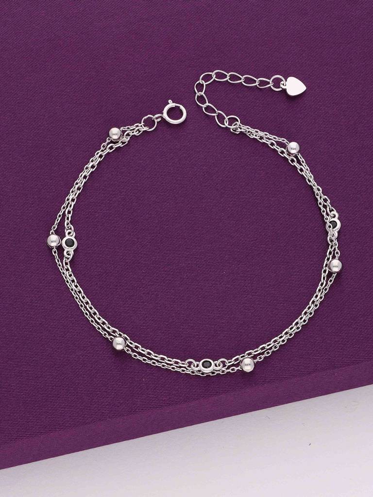 Sterling Silver Minimalistic Double Lined Casual Bracelet : BRLO215-S-NA