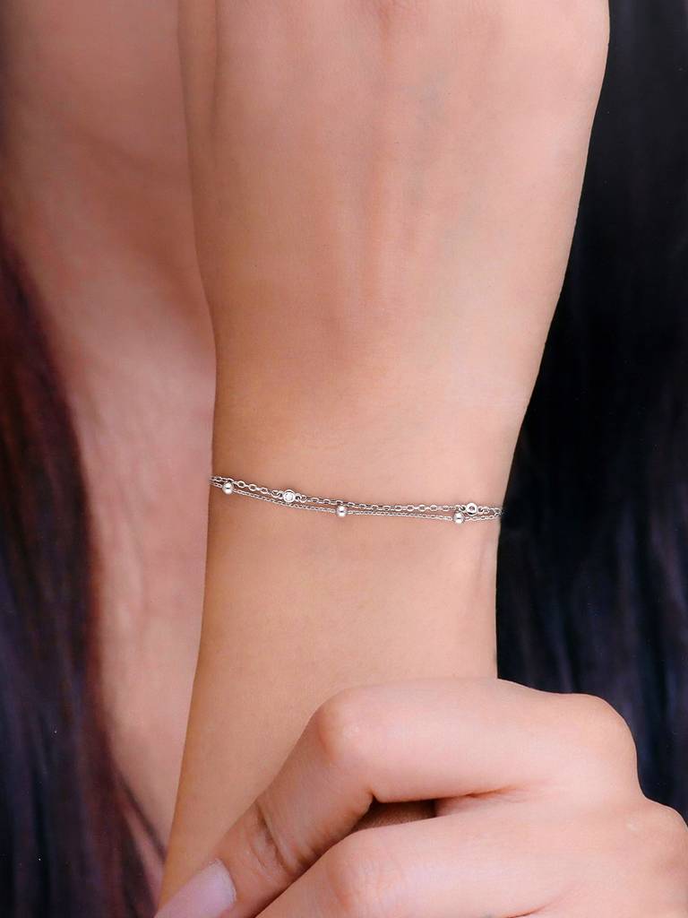 Sterling Silver Diamante Concentrics Casual Bracelet : BRLO219-S-NA