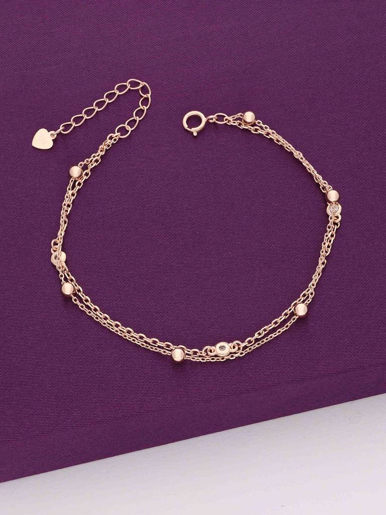 Sterling Silver Rose Gold Diamante Concentrics Casual Bracelet : BRLO220-RG-NA