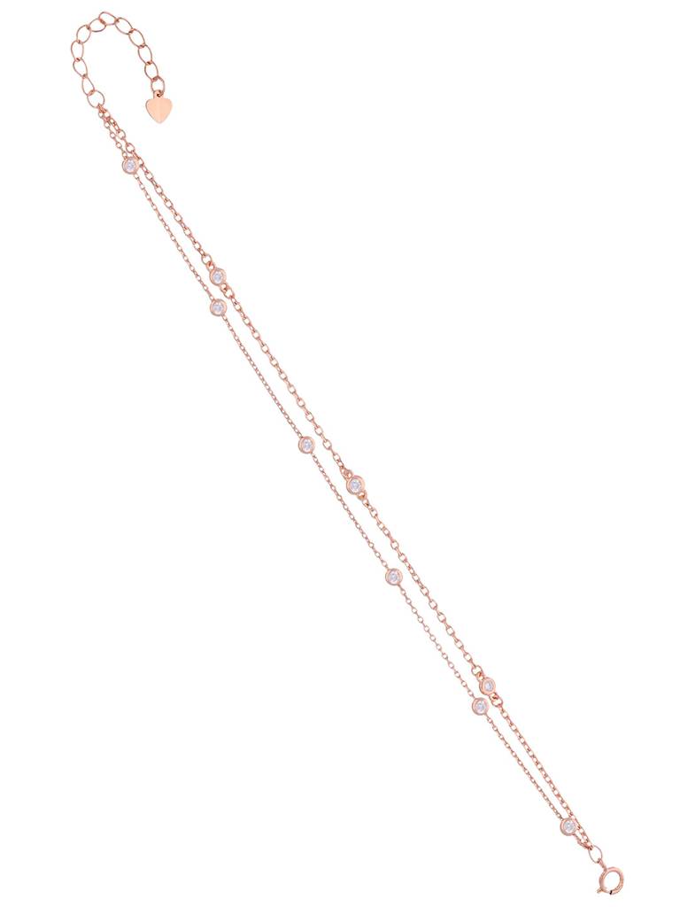 Sterling Silver Rose Gold Diamante Concentrics Casual Bracelet : BRLO220-RG-NA