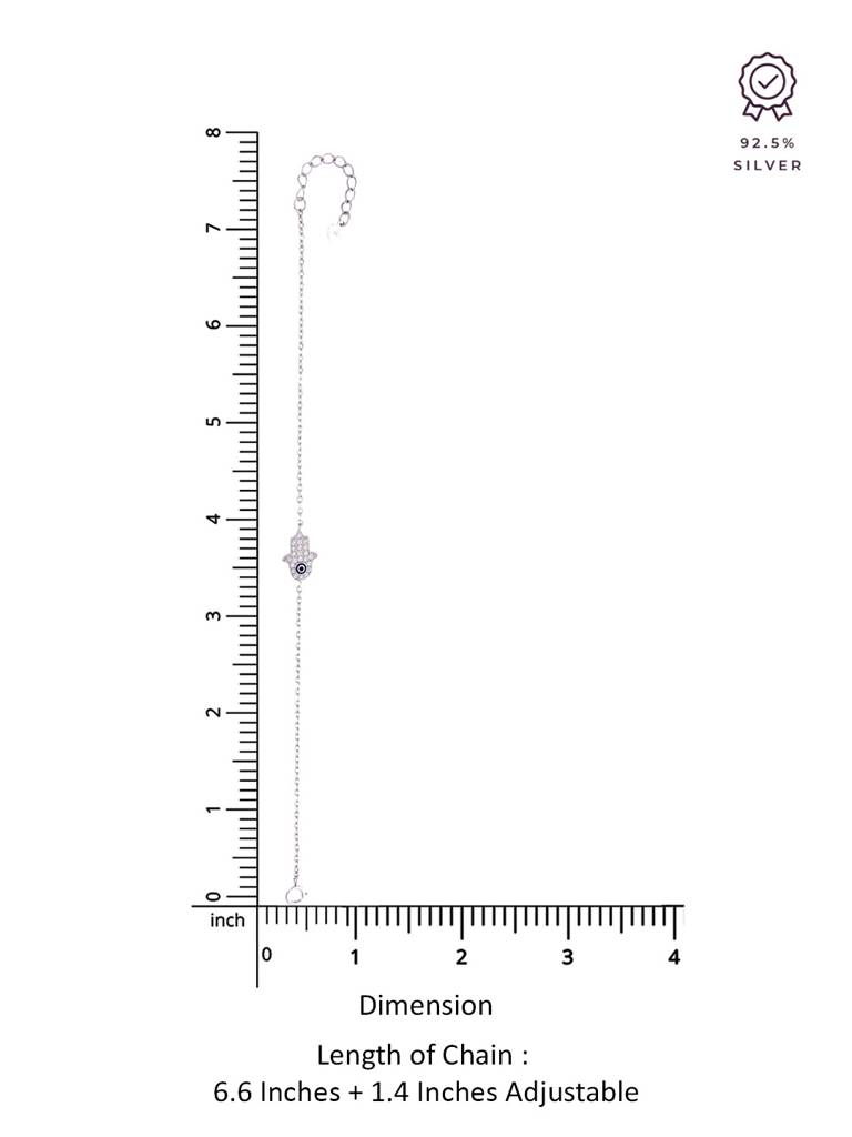 Sterling Silver Minimalistic Studded Single Hamsa Bracelet : BRLO225-S-NA