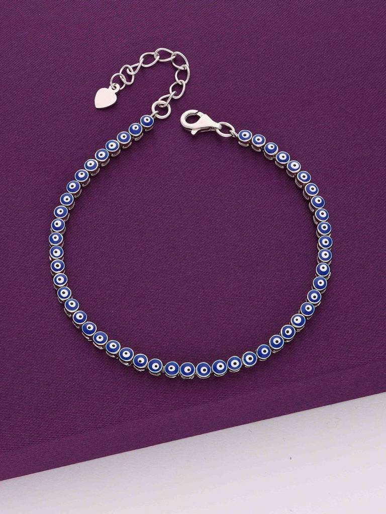 Sterling Silver Stylish Evil Eye String Tennis Bracelet : BRLO227-S-NA