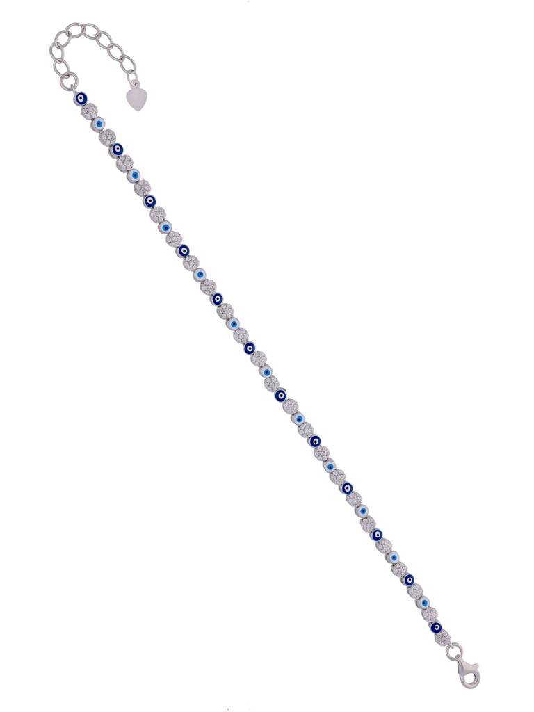 Sterling Silver The Blissful Aura Evil Eye Floral Bracelet : BRLO230-S-NA