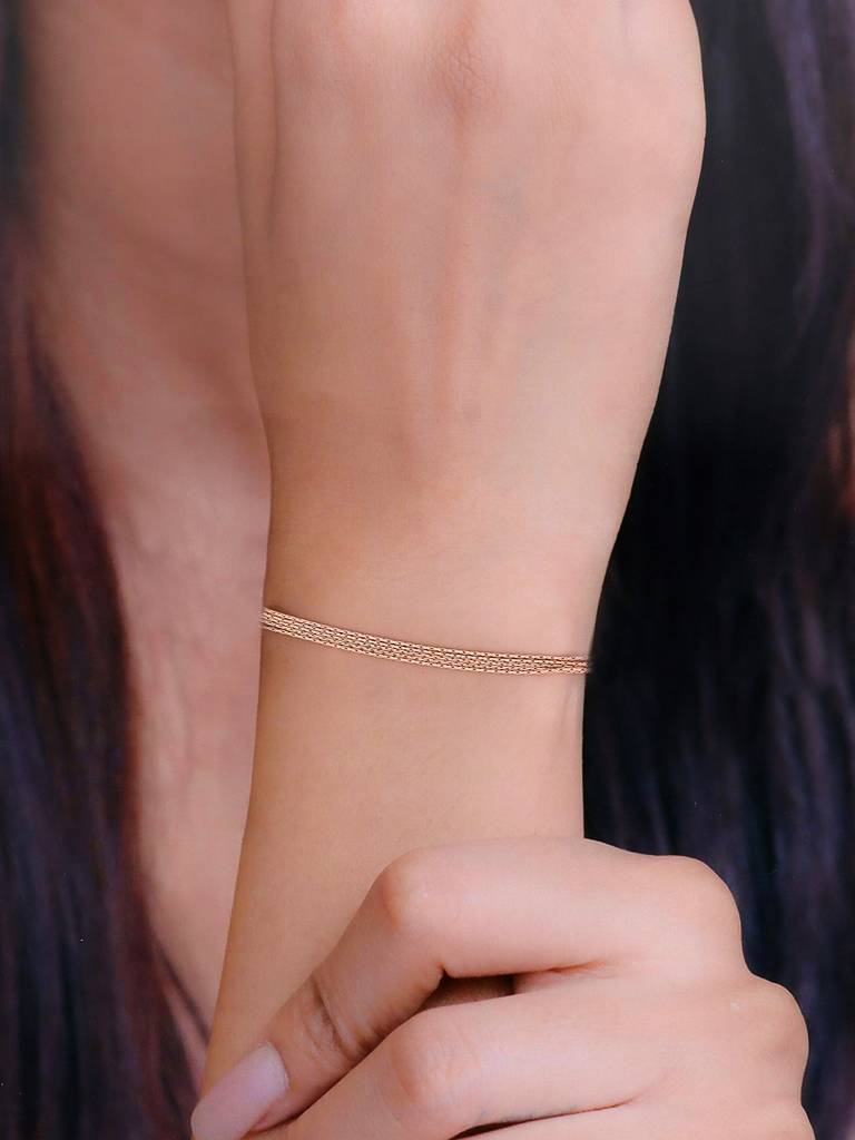 Sterling Silver Rose Gold Charismatic Chains Casual Bracelet : BRLO237-RG-NA