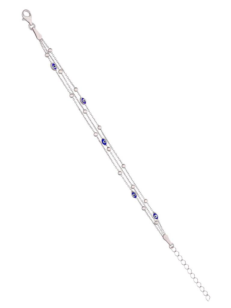 Sterling Silver Beads Evil Eye 3-Layered Casual Bracelet : BRLO240-S-NA