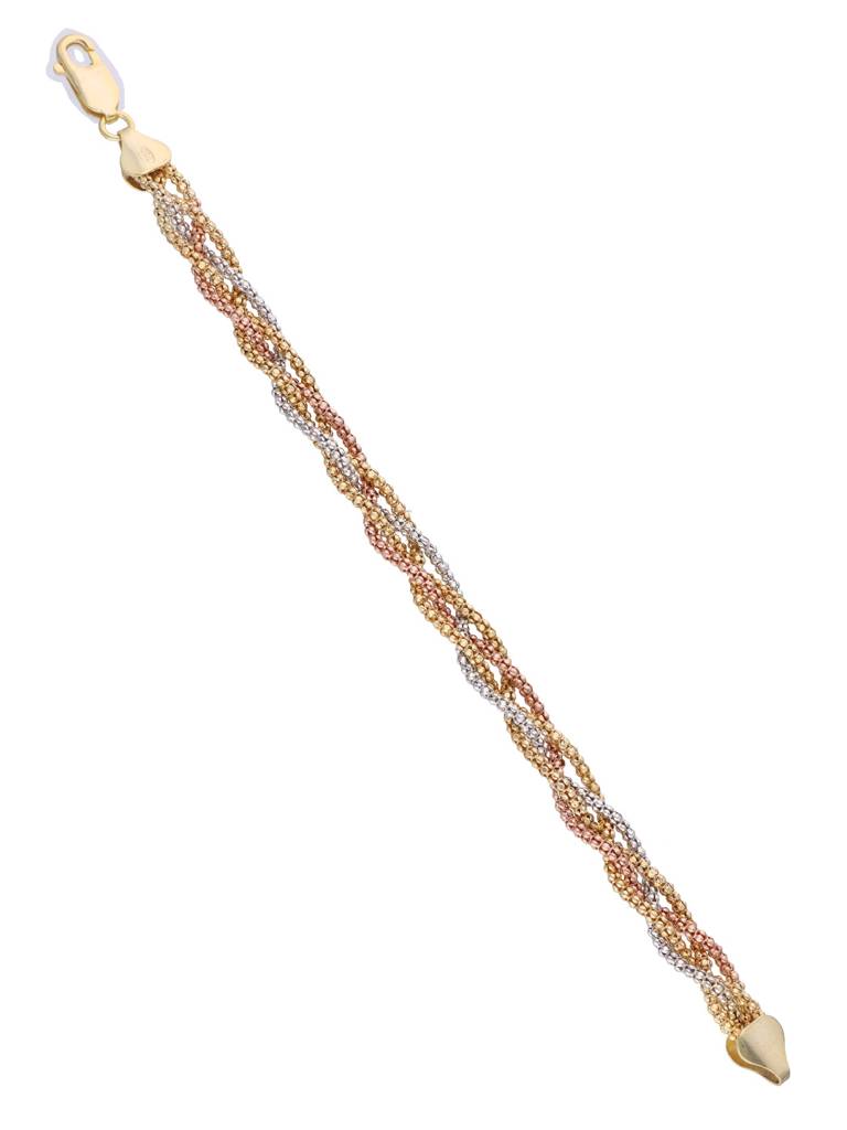 Knotted Shimmers Thick Casual Rose Gold Silver And Gold Bracelet : BRLO243-SRGG-NA