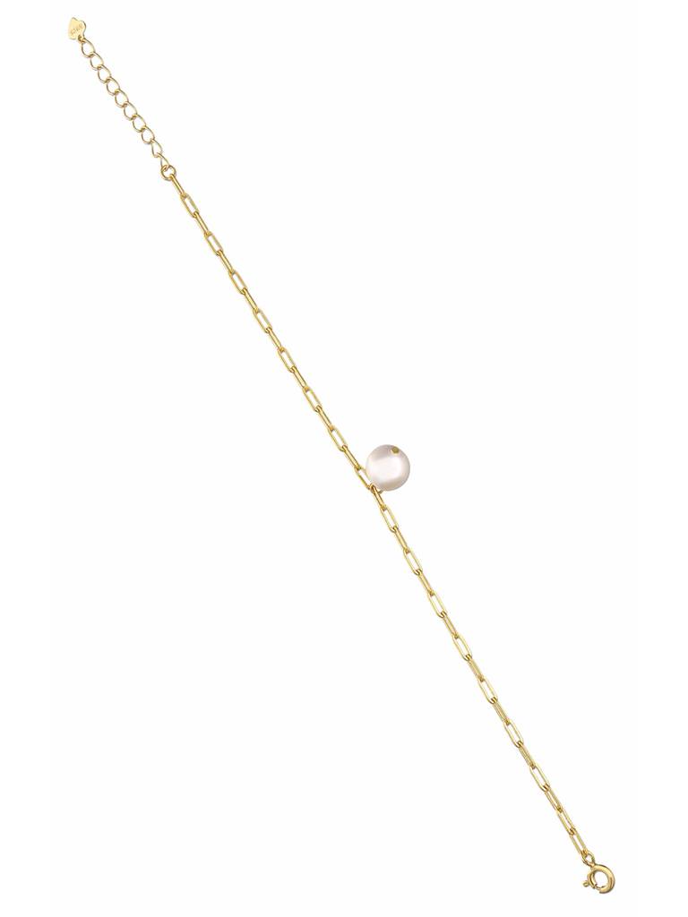 Sterling Silver Gold Oyster Pearl Link Bracelet : BRLO256-G-NA