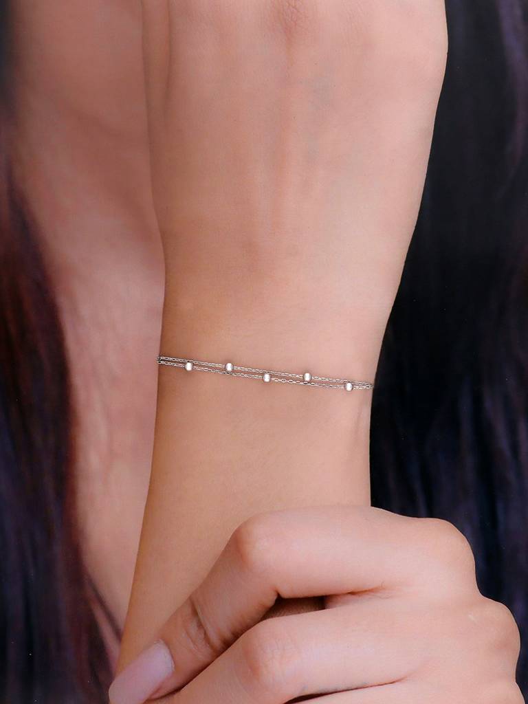 Sterling Silver Dazzling Duo Layered Bracelet : BRLO265-S-NA