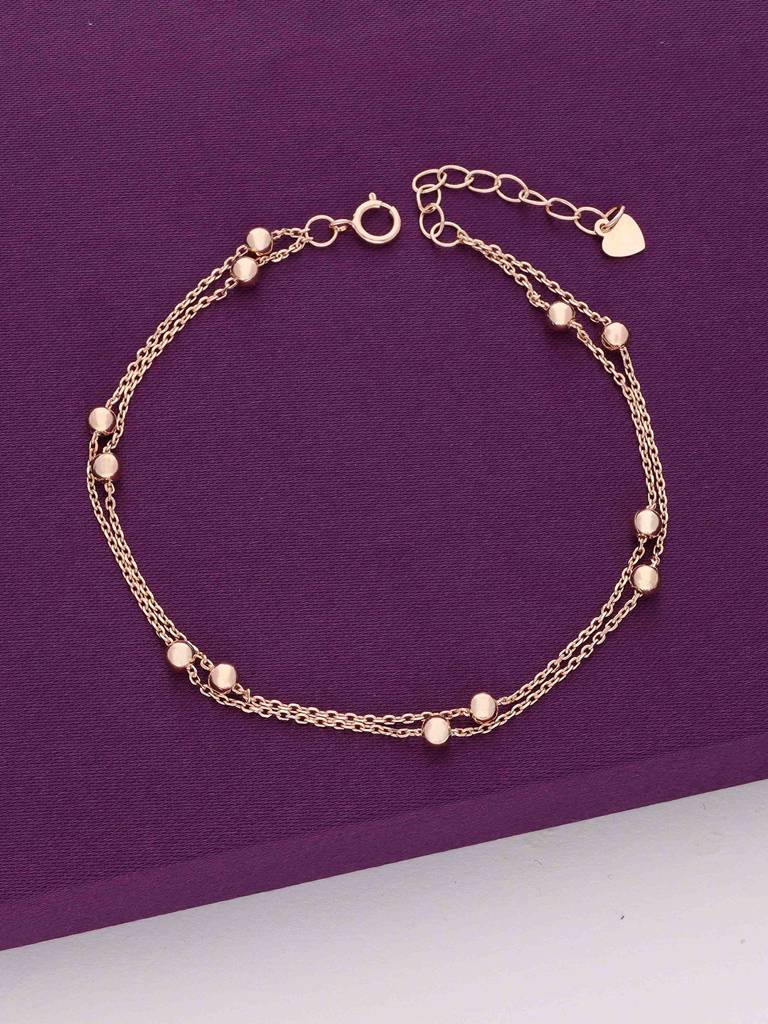 Sterling Silver Rose Gold Dazzling Duo Layered Bracelet : BRLO266-RG-NA