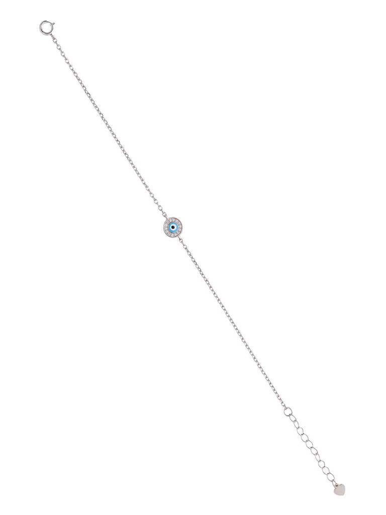 Sterling Silver Solo Sparkle Single Evil Eye Bracelet : BRLO267-S-NA