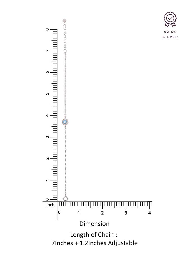 Sterling Silver Solo Sparkle Single Evil Eye Bracelet : BRLO267-S-NA