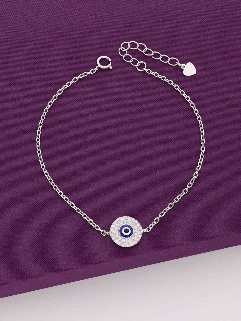 Sterling Silver Classic Single Evil Eye Bracelet : BRLO276-S-NA