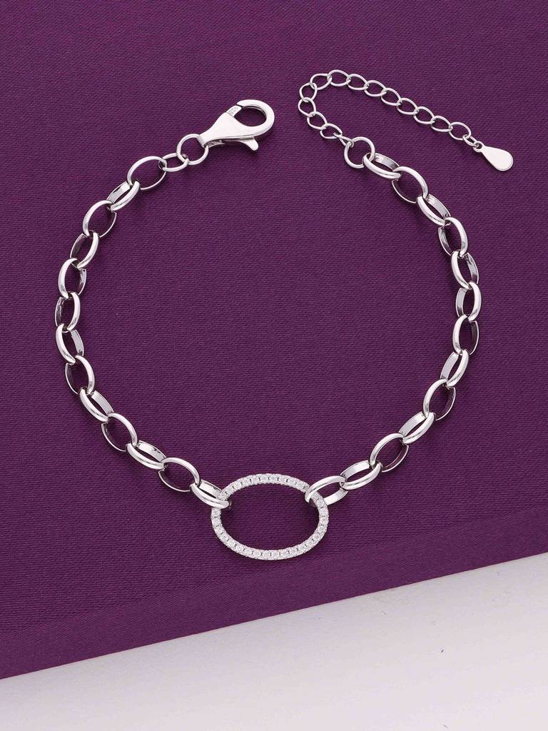 Sterling Silver Linked Loops Line Bracelet : BRLO278-S-NA
