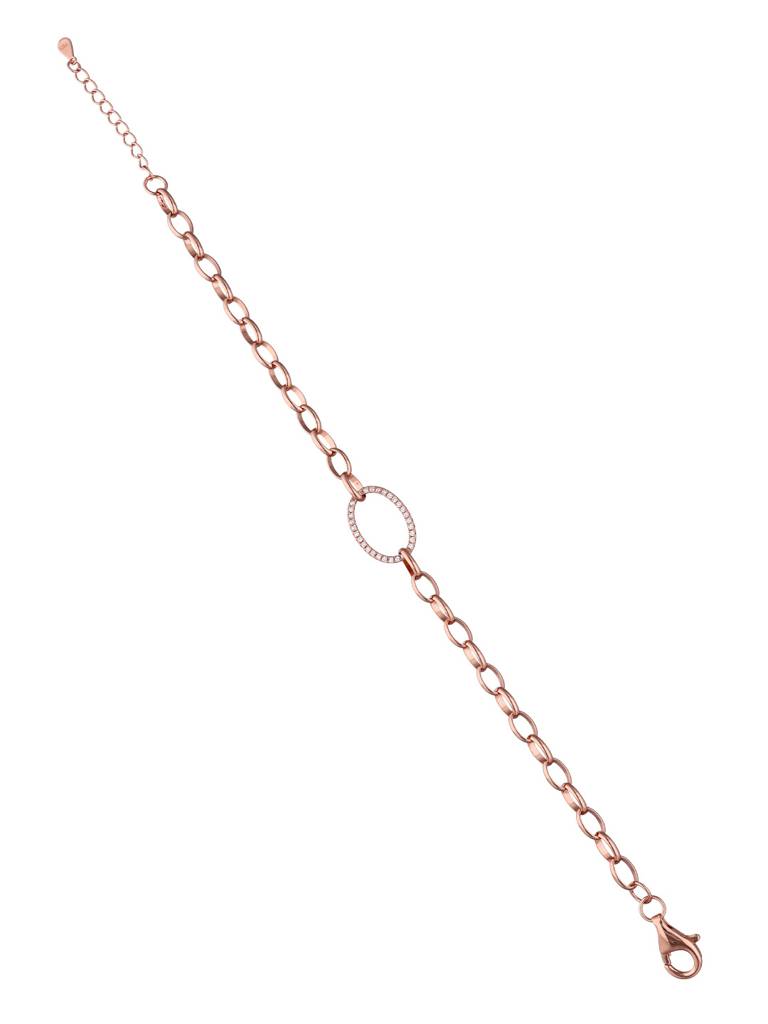 Sterling Silver Rose Gold Linked Loops Line Bracelet : BRLO279-RG-NA