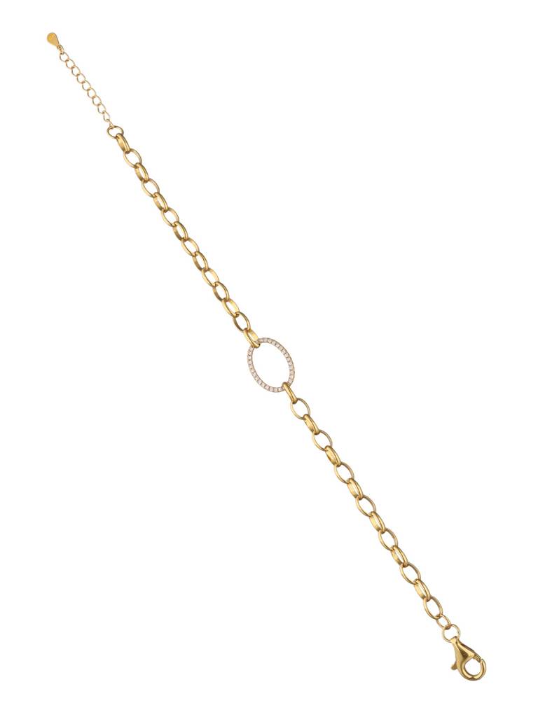 Sterling Silver Gold Linked Loops Line Bracelet : BRLO280-G-NA