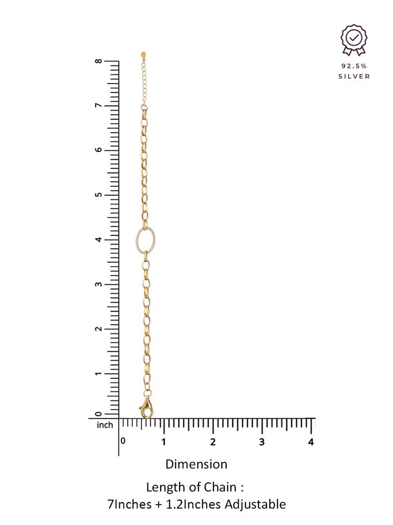Sterling Silver Gold Linked Loops Line Bracelet : BRLO280-G-NA