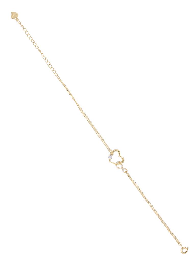 Sterling Silver Gold Pave Bezel Diamond Heart Bracelet : BRLO298-G-NA