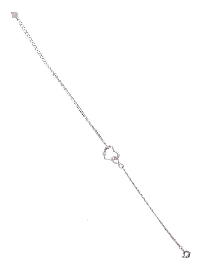 Sterling Silver Pave Bezel Diamond Heart Bracelet : BRLO298-S-NA