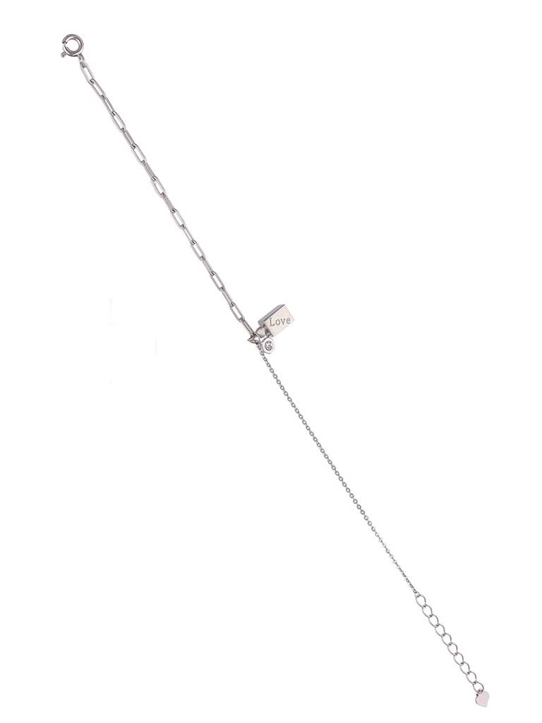 Sterling Silver Trendy Zircon Beaded Chain Casual Bracelet : BRLO307-S-NA