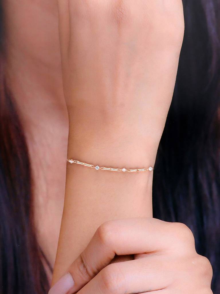 Sterling Silver Rose Gold Simple Plate Casual Bracelet : BRLO308-RG-NA