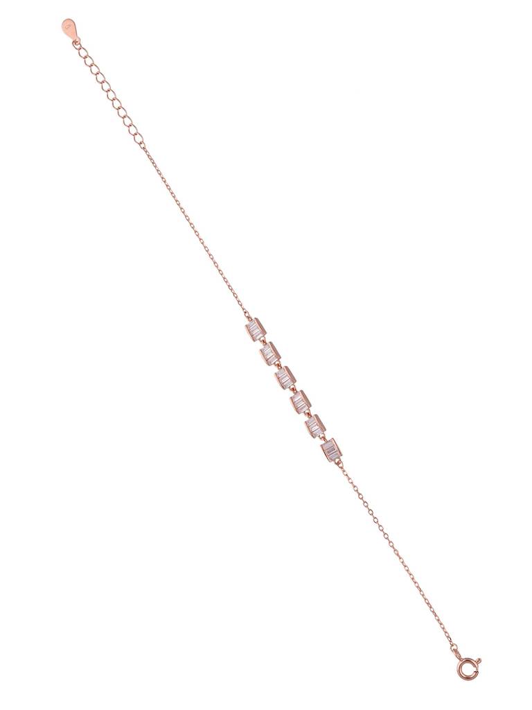 Sterling Silver Rose Gold String Of Baguette Bracelet : BRLO319-RG-NA