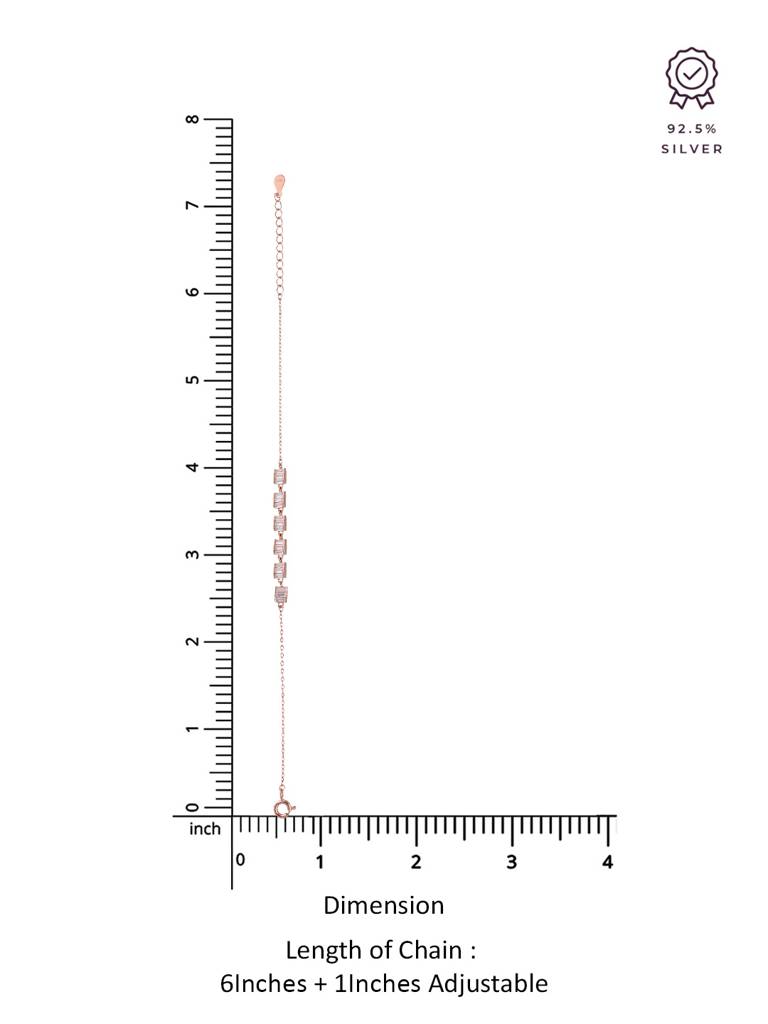 Sterling Silver Rose Gold String Of Baguette Bracelet : BRLO319-RG-NA
