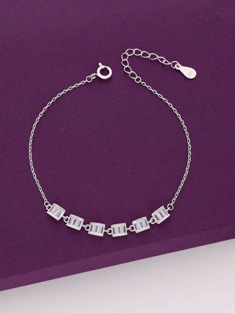 Sterling Silver String Of Baguette Bracelet : BRLO319-S-NA