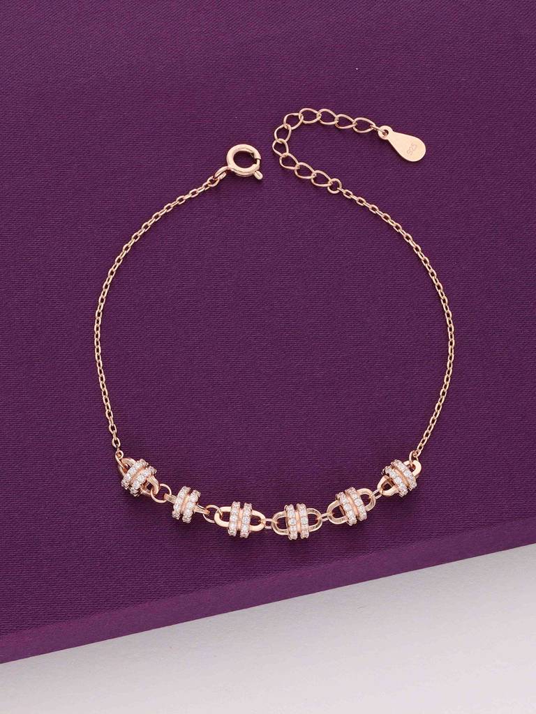 Sterling Silver Rose Gold Sparkling Sophistication Bracelet : BRLO321-RG-NA