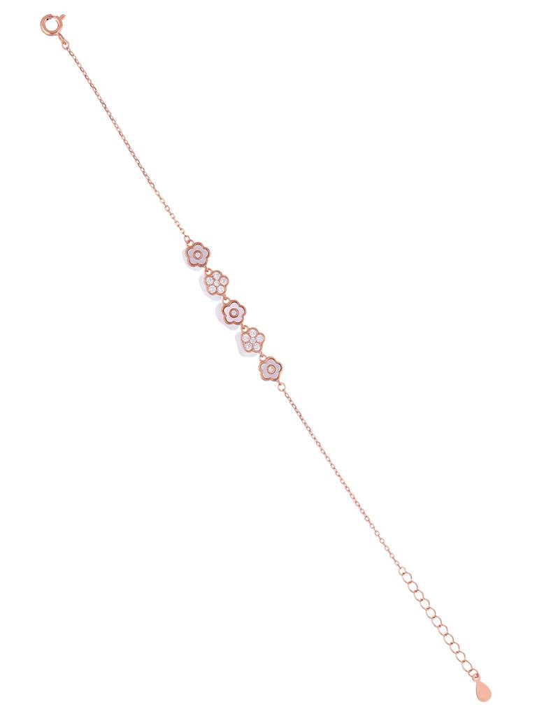 Sterling Silver Rose Gold Radiant Floral Bracelet : BRLO322-RG-NA
