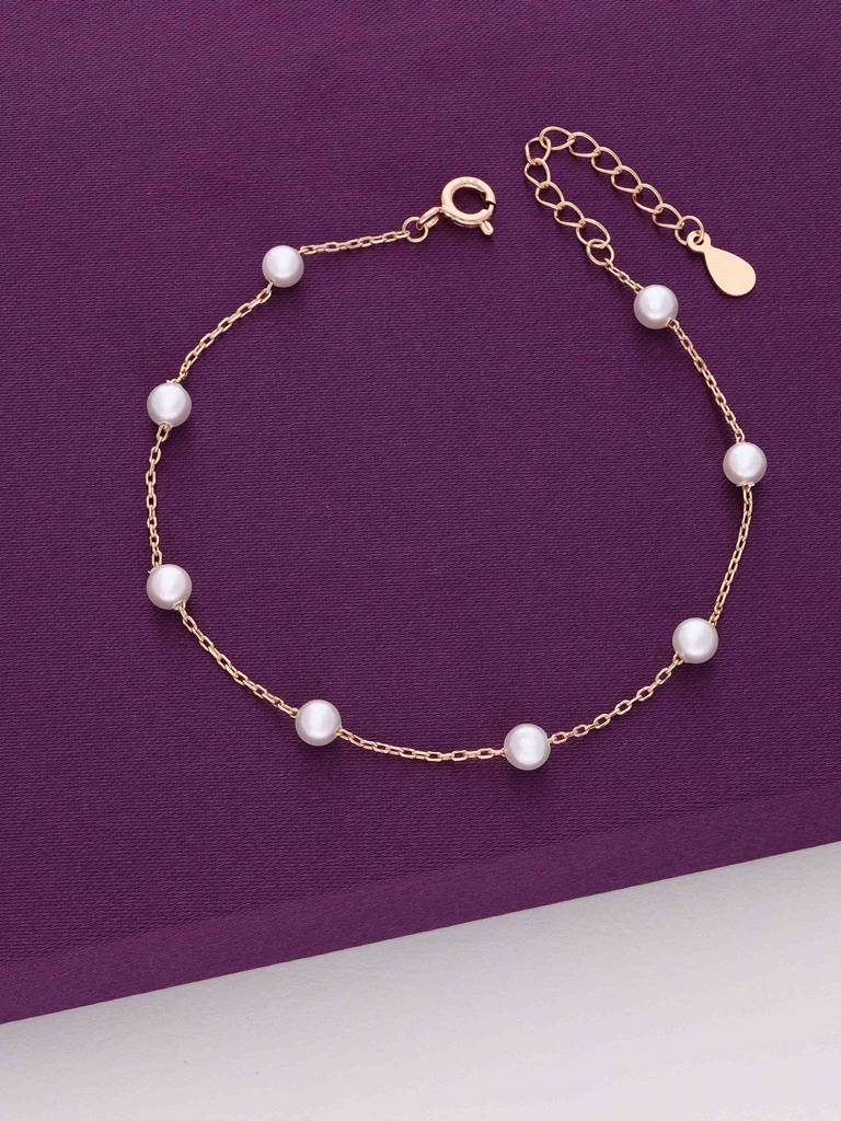Sterling Silver Rose Gold Pearl Essence Bracelet : BRLO325-RG-NA