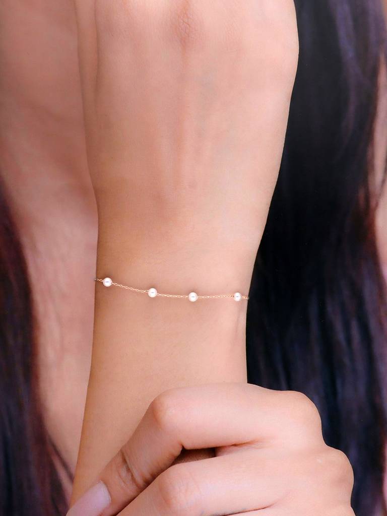 Sterling Silver Rose Gold Pearl Essence Bracelet : BRLO325-RG-NA