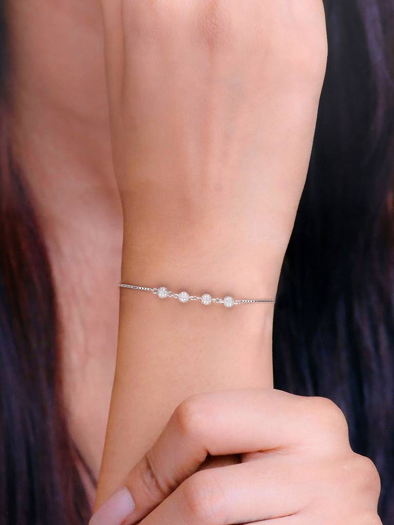 Sterling Silver Zircon Sphere Bracelet : BRLO327-S-NA