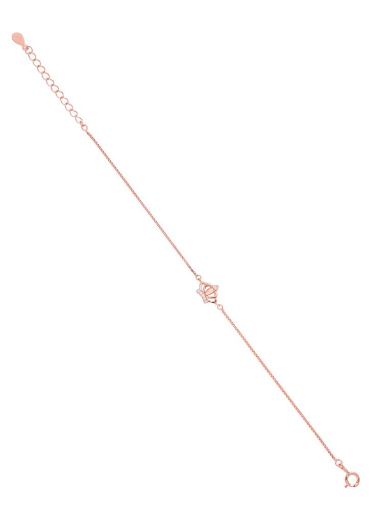 Sterling Silver Rose Gold Crystal Crown Zircon Casual Bracelet : BRLO329-RG-NA