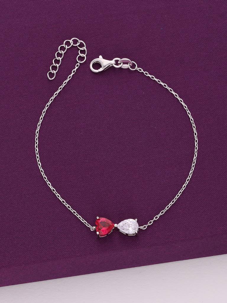 Sterling Sliver Red Heart Bracelet : BRLO330-S-NA